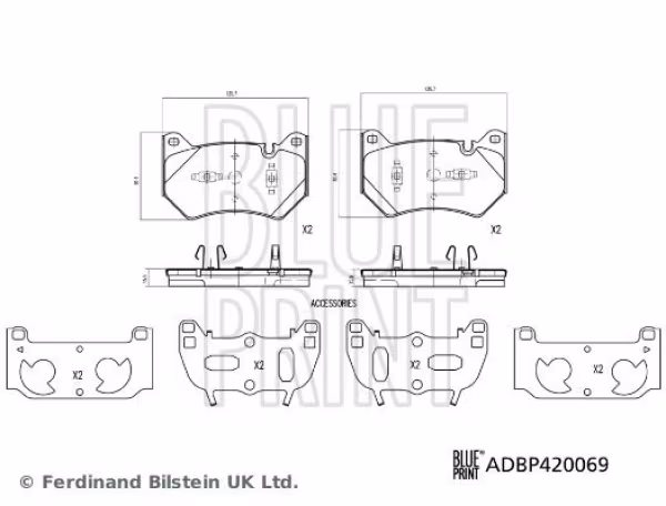 BLUE PRINT Kit pastiglie freno, Freno a disco