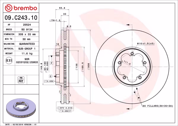 BREMBO Disco freno