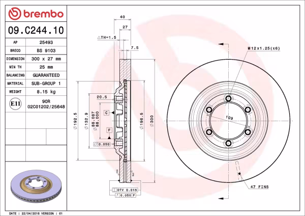 BREMBO Disco freno