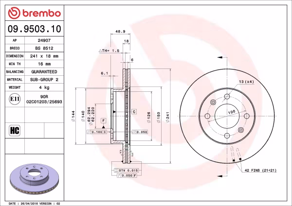 BREMBO Disco freno