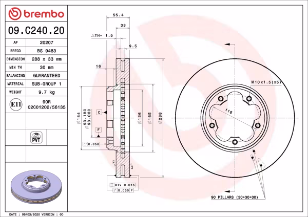 BREMBO Disco freno