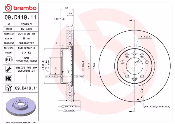 BREMBO Disco freno