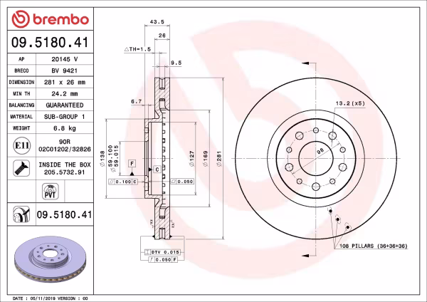 BREMBO Disco freno