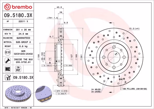 BREMBO Disco freno