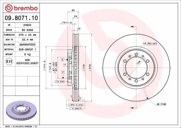 BREMBO Disco freno