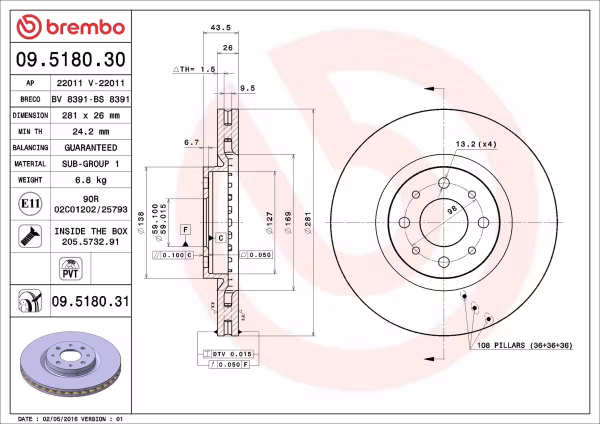 BREMBO Disco freno