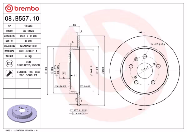 BREMBO Disco freno