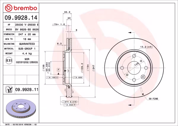 BREMBO Disco freno