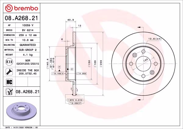 BREMBO Disco freno