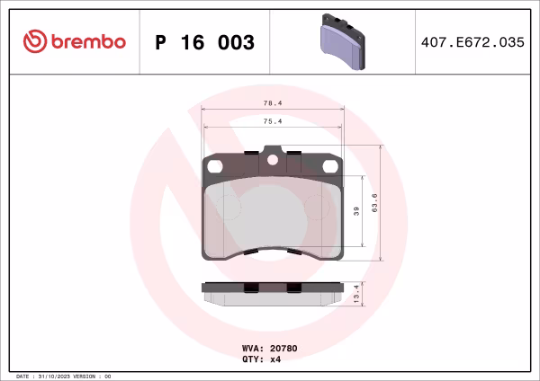BREMBO Kit pastiglie freno, Freno a disco