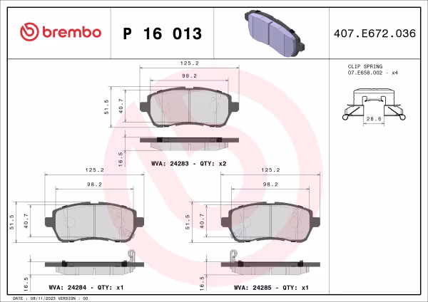 BREMBO Kit pastiglie freno, Freno a disco