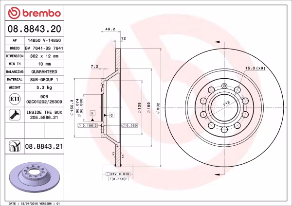 BREMBO Disco freno