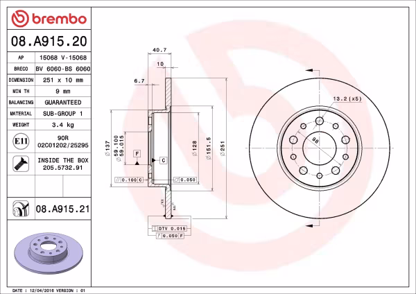 BREMBO Disco freno