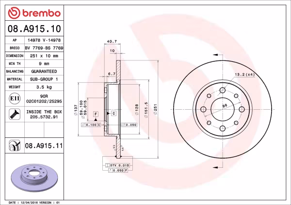 BREMBO Disco freno