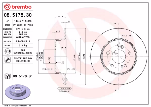 BREMBO Disco freno