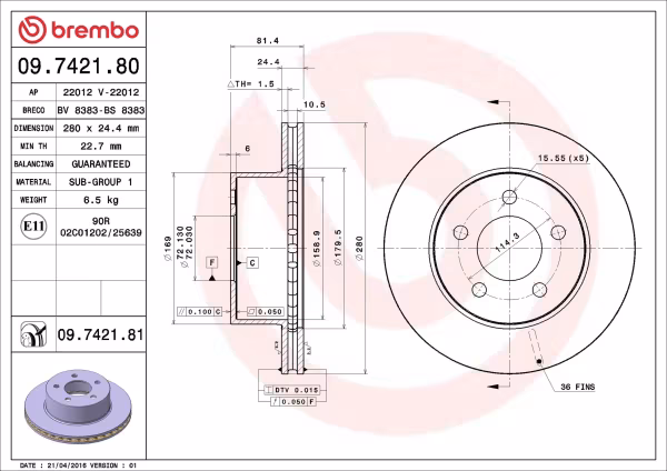 BREMBO Disco freno