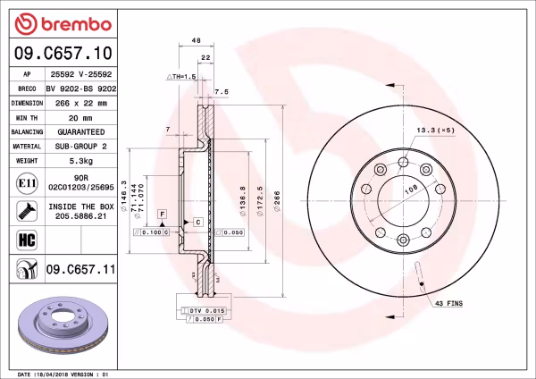 BREMBO Disco freno
