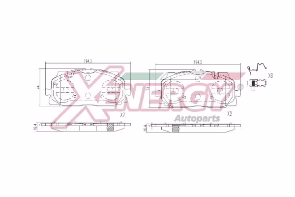 AP XENERGY Kit pastiglie freno, Freno a disco