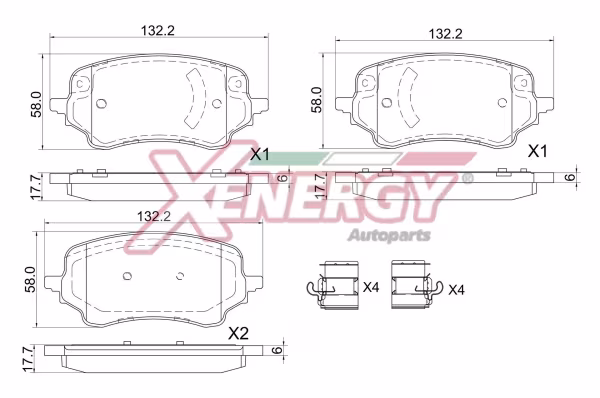 AP XENERGY Kit pastiglie freno, Freno a disco