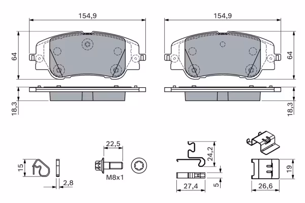 BOSCH Kit pastiglie freno, Freno a disco