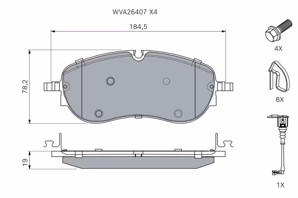 BOSCH Kit pastiglie freno, Freno a disco