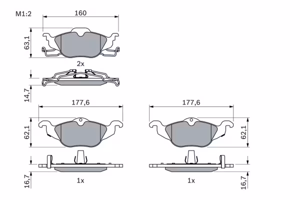 BOSCH Kit pastiglie freno, Freno a disco