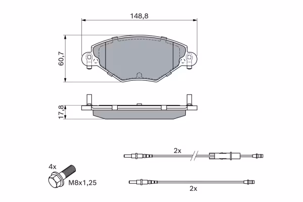 BOSCH Kit pastiglie freno, Freno a disco