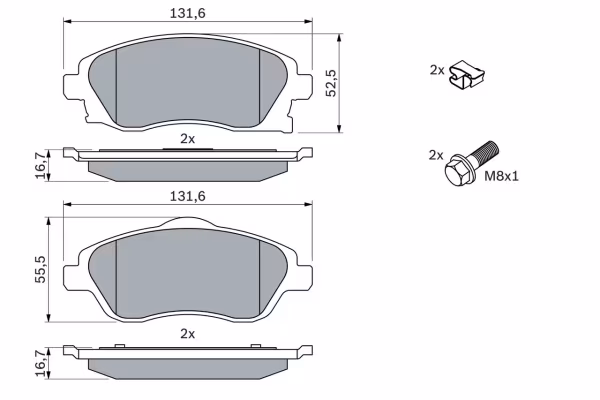 BOSCH Kit pastiglie freno, Freno a disco