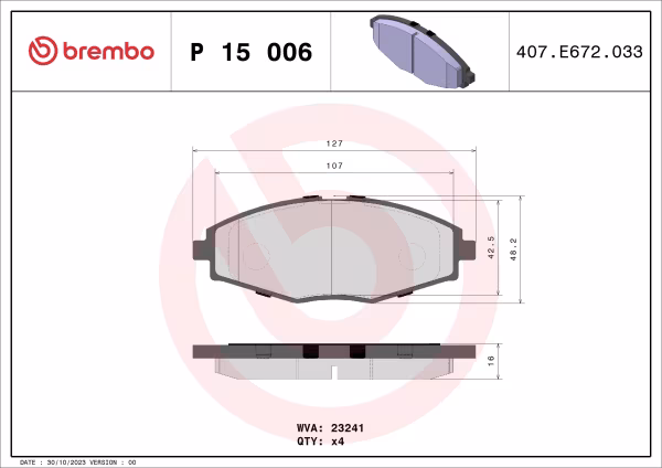 BREMBO Kit pastiglie freno, Freno a disco