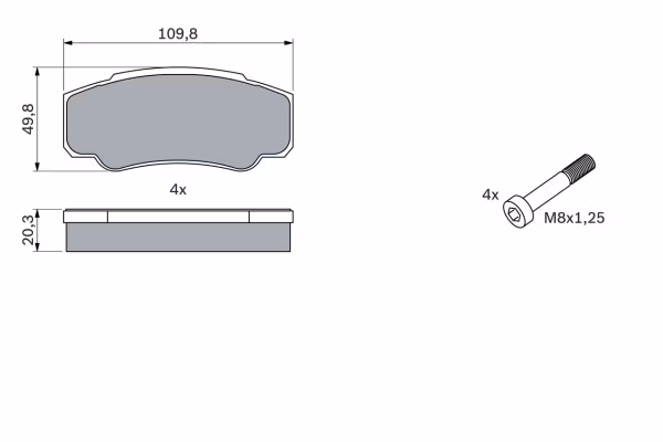 BOSCH Kit pastiglie freno, Freno a disco