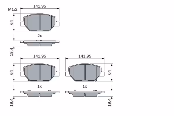 BOSCH Kit pastiglie freno, Freno a disco