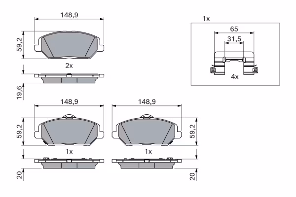 BOSCH Kit pastiglie freno, Freno a disco