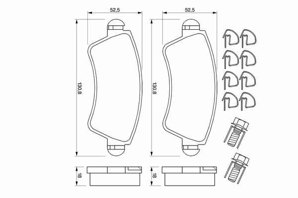BOSCH Kit pastiglie freno, Freno a disco
