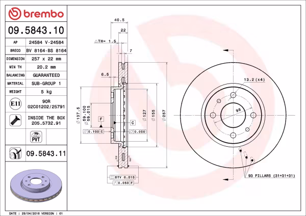 BREMBO Disco freno