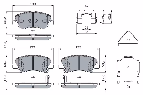 BOSCH Kit pastiglie freno, Freno a disco