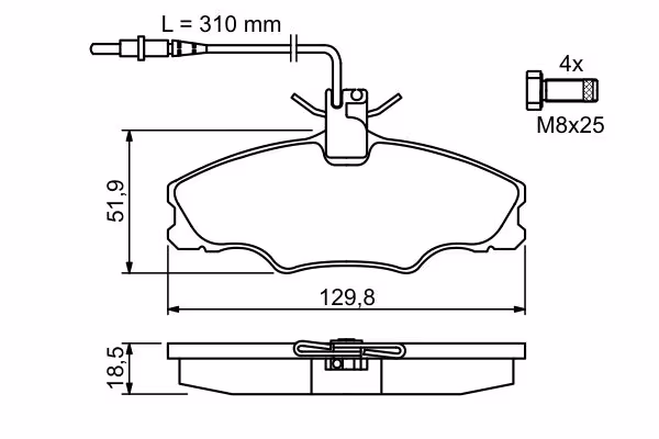 BOSCH Kit pastiglie freno, Freno a disco