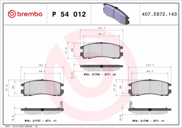 BREMBO Kit pastiglie freno, Freno a disco