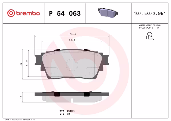 BREMBO Kit pastiglie freno, Freno a disco