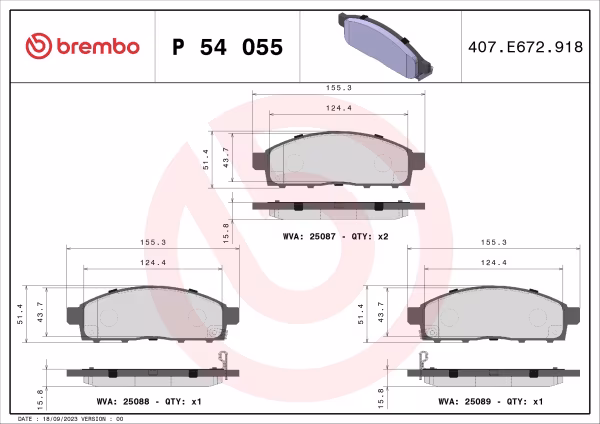 BREMBO Kit pastiglie freno, Freno a disco