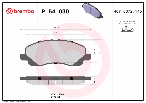 BREMBO Kit pastiglie freno, Freno a disco
