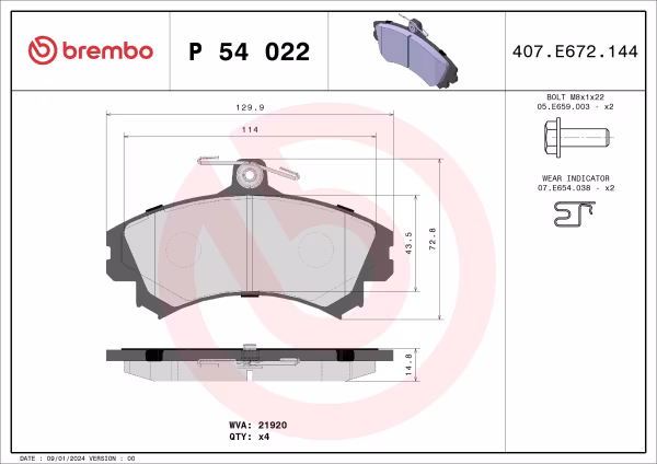 BREMBO Kit pastiglie freno, Freno a disco