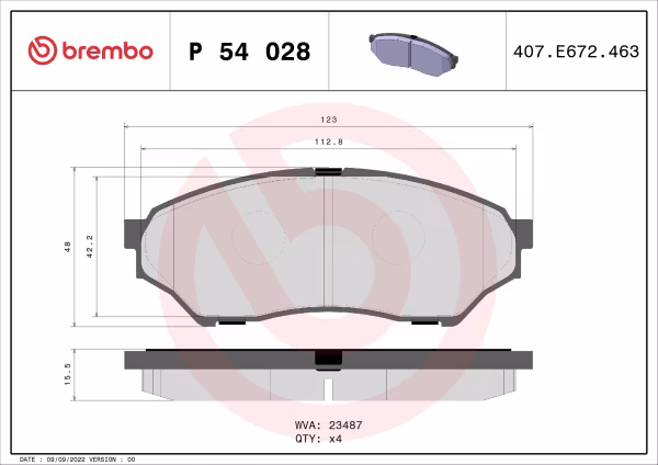 BREMBO Kit pastiglie freno, Freno a disco