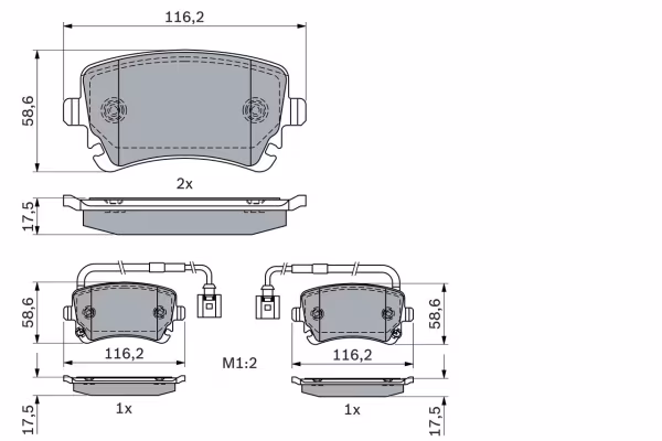 BOSCH Kit pastiglie freno, Freno a disco