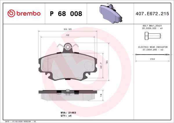 BREMBO Kit pastiglie freno, Freno a disco