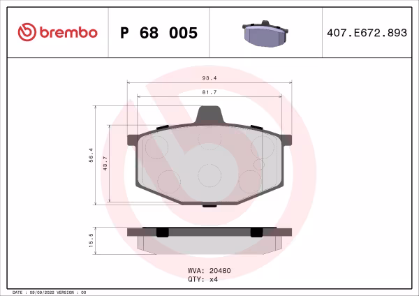 BREMBO Kit pastiglie freno, Freno a disco