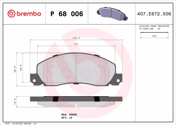 BREMBO Kit pastiglie freno, Freno a disco