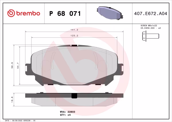 BREMBO Kit pastiglie freno, Freno a disco