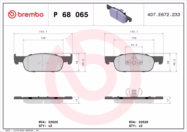 BREMBO Kit pastiglie freno, Freno a disco