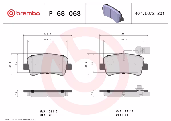 BREMBO Kit pastiglie freno, Freno a disco