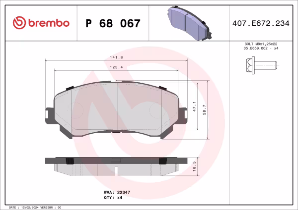 BREMBO Kit pastiglie freno, Freno a disco